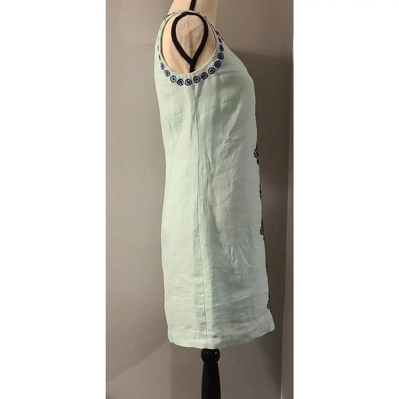 WOMENS VINEYARD VINES LINEN EMBROIDERED BEADED SLEEVELESS DRESS SZ 2 - Picture 5 of 6